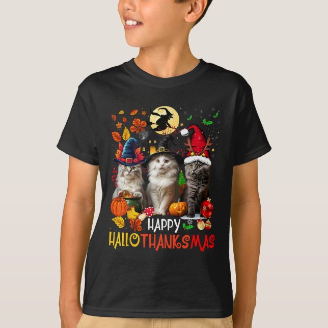 T-shirt Halloween Thanksgiving Noël Joyeux Hallomerci (Devant)