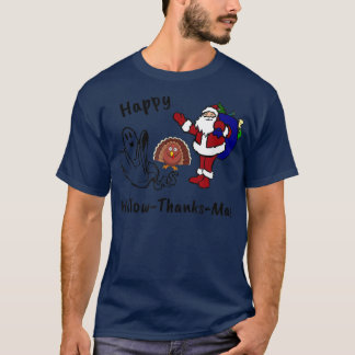 T-shirt Halloween Thanksgiving Noël Joyeux Hallow Than