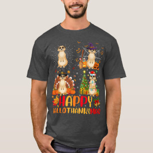 T-shirt Halloween Thanksgiving Noël Meerkat Hallothan