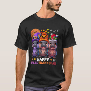 T-shirt Halloween Thanksgiving Noël Moo Deng Pigmy Bonjour