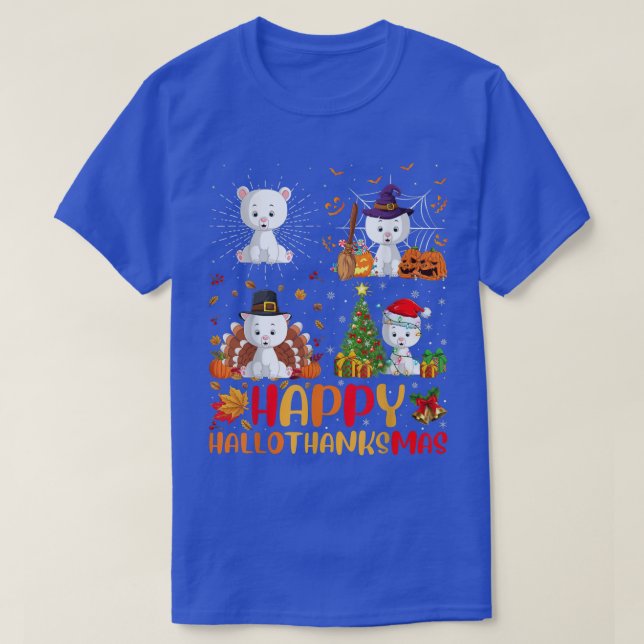 T-shirt Halloween Thanksgiving Noël Ours Hallothankisme (Design devant)