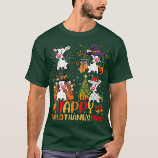 T-shirt Halloween Thanksgiving Noël Vache Hallomerci