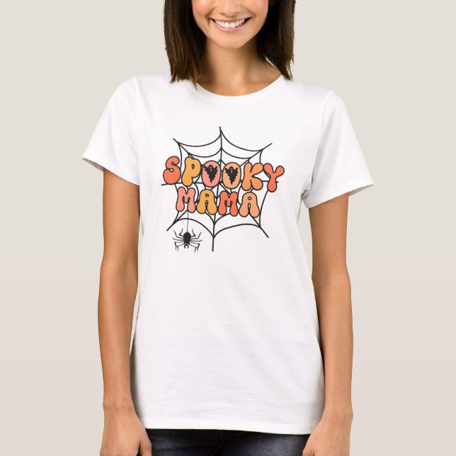 T-shirt Halloween toile d'araignée éffrayant tour ou trait (Devant)