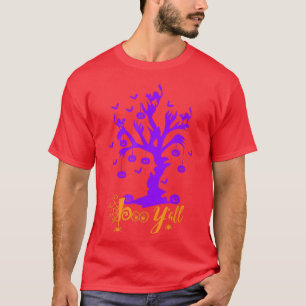 T-shirt Halloween Tree Éffrayant Night Botte avec chats et