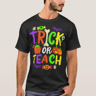 T-shirt Halloween Tricoter ou traitement enseignant