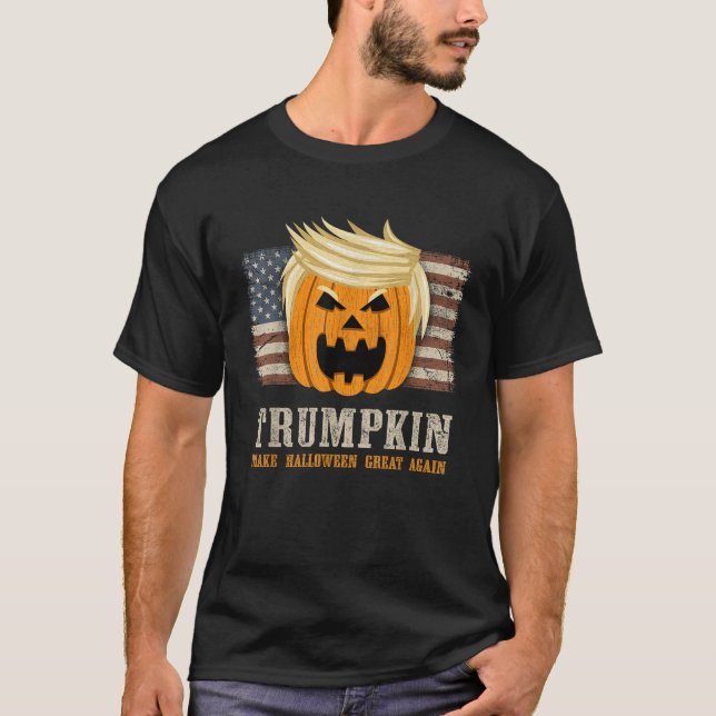 T-shirt Halloween Trumpkin Vintage US Drapeau Drôle T Chem (Devant)