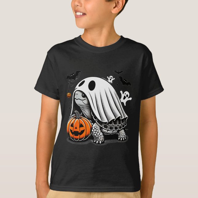 T-shirt Halloween Turtle Ghost Pumpkin Costume Terran Tort (Devant)