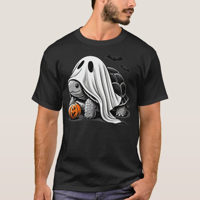 T-shirt Halloween Turtle Ghost Pumpkin Costume Terrapin To (Devant)