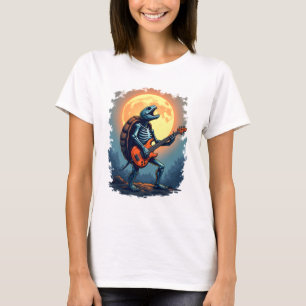 T-shirt Halloween Turtle Skeleton Rocker Tee pour Music Lo