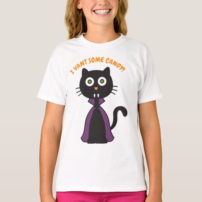 T-shirt Halloween Vampire Cat (Devant)