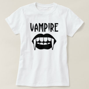 T-shirt Halloween Vampire Noir Et Blanc Effrayant