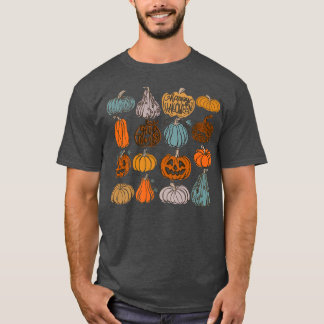 T-shirt Halloween variétés Citrouilles effrayant face aux