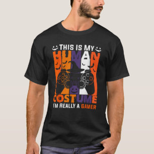 T-shirt HALLOWEEN VIDEO GAMER Citrouille Jack-o'-lantern B
