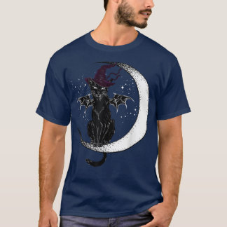 T-shirt Halloween vintage Cat noir costume sorcière Ha