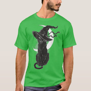 T-shirt Halloween vintage Cat noir costume sorcière Ha