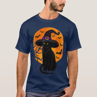 T-shirt Halloween vintage Cat noir costume sorcière Ha