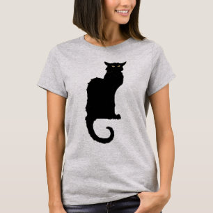 T-shirt Halloween vintage, Chat noir Art Nouveau Éffrayant