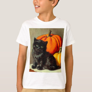 T-shirt Halloween Vintage Chat Noir et Citrouilles