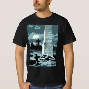 T-shirt Halloween vintage, cimetière effrayant avec des to
