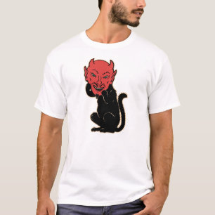 T-shirt Halloween vintage - diable de chat noir