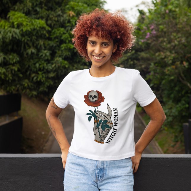 T-SHIRT HALLOWEEN WITXHY WOMAN SKELETON ROSE | WITCHCRAFT (Créateur téléchargé)