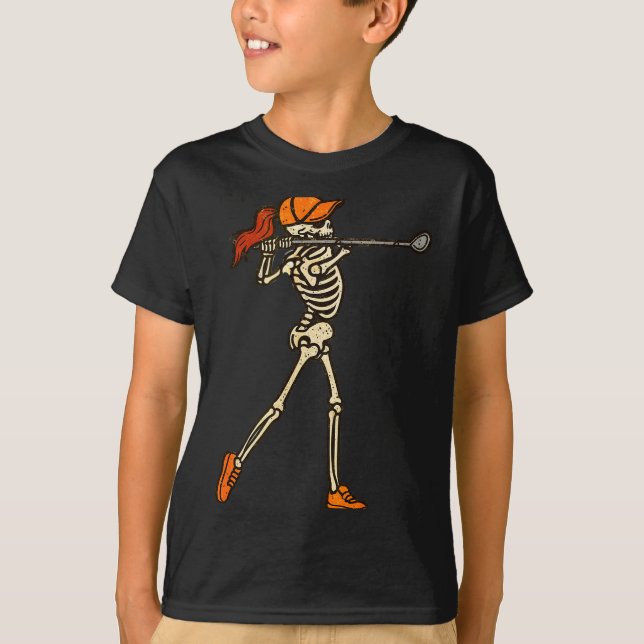 T-shirt Halloween Women Golf Skeleton Funny Golf Halloween (Devant)