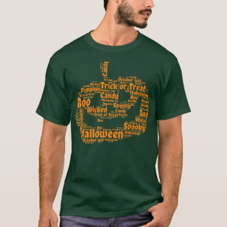 T-shirt Halloween Words Jack-o'-lantern Citrouille
