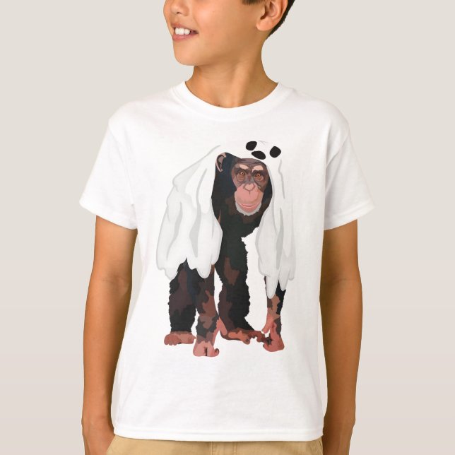 T-shirt Halloween Zoo Chimp Fantôme (Devant)