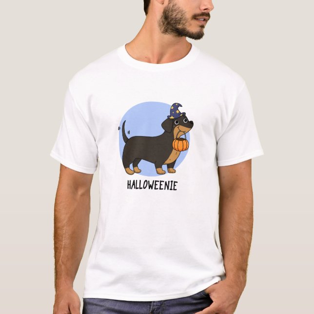 T-shirt Halloweenie Funny Saucisson Chien Pun (Devant)