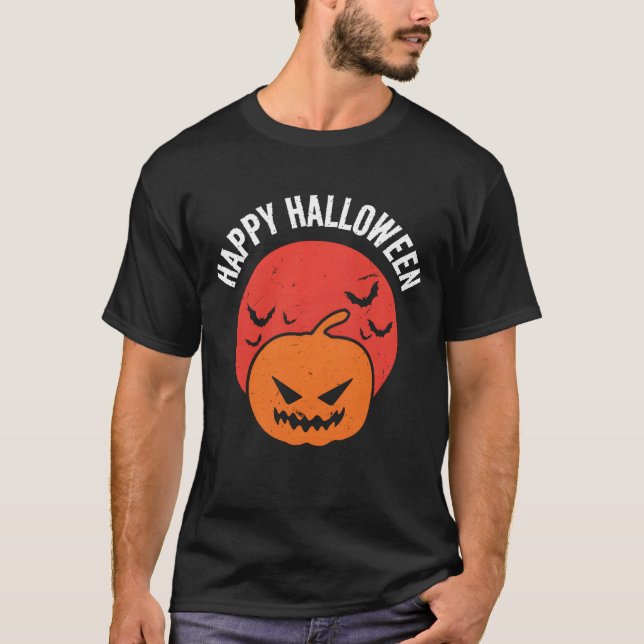 T-shirt Halloweenrick Orreat Citrouille Joyeux garçon Hall (Devant)