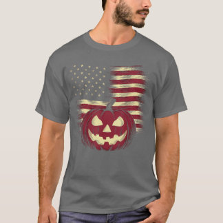 T-shirt Halloweenshirt Pumpkin American Flag Horror Party