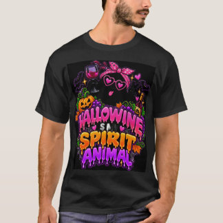 T-shirt Hallowine est mon animal spirituel Fantôme Vin