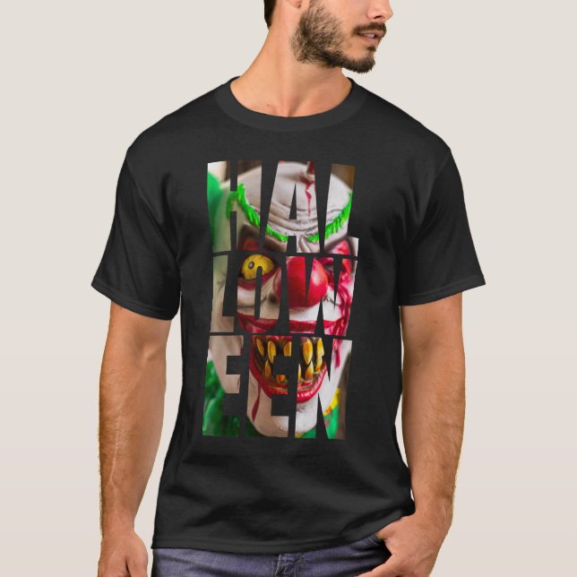 T-shirt Haloween texte clown image (Devant)
