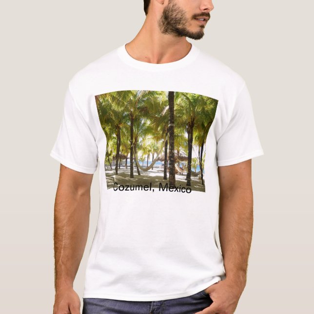 T-shirt Hamac et palmiers par la chemise d'océan (Devant)