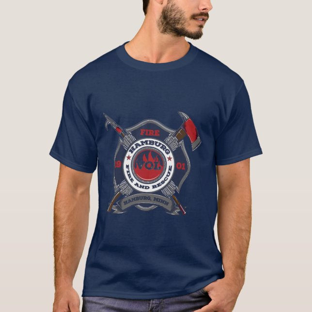 T-shirt Hambourg, Département Des Pompiers Miniers. (Devant)