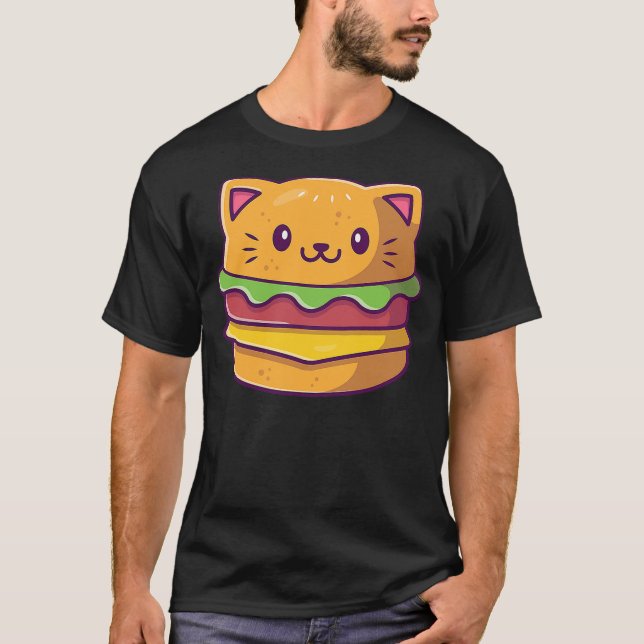 T-shirt Hamburger Cat Catburger Funny Burger Cat Lover Foo (Devant)