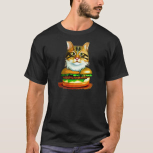 T-shirt Hamburger Chat Catburger Burger Ronronnement Miaou