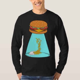 T-shirt Hamburger drôle de soucoupe volante OVNI enlevant