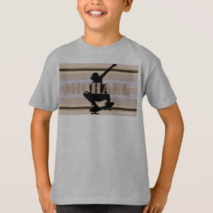 T-shirt HAMbWG - T Shirt - Pear Stripe with a Skateboarder