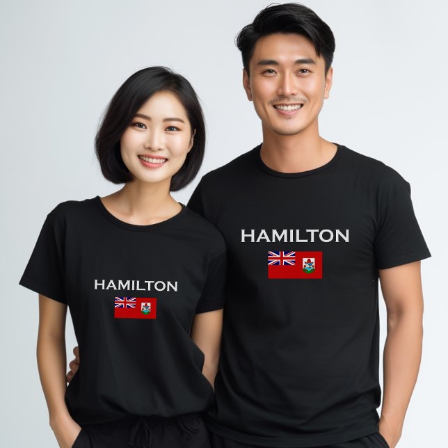 T-shirt Hamilton Bermuda Pays Drapeau Couleur foncée (Créateur téléchargé)