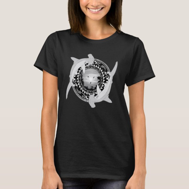 T-shirt Hammerhead Shark Dive Hawaiian Style (Devant)