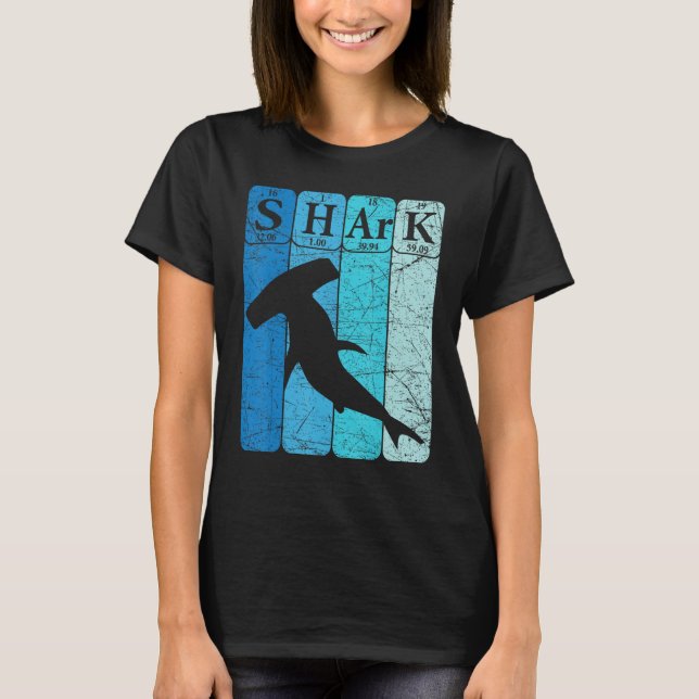 T-shirt Hammerhead Shark Periodic Table Elements Retro Sha (Devant)