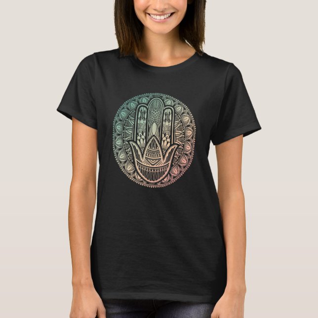 T-shirt Hamsa Hand Mandala Hindu Yoga Meditation Spiritual (Devant)