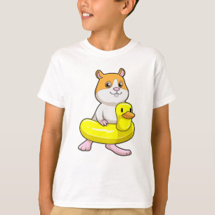 T-shirt Hamster à la plage avec canard comme anneau de nag
