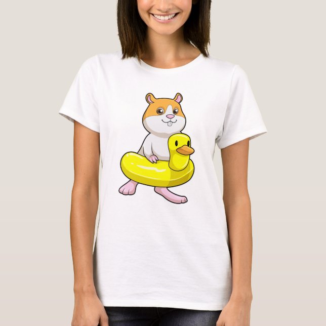 T-shirt Hamster à la plage avec canard comme anneau de nag (Devant)