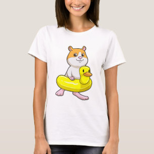 T-shirt Hamster à la plage avec canard comme anneau de nag