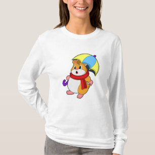 T-shirt Hamster à la pluie avec parapluie