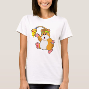 T-shirt Hamster à manger avec pizza