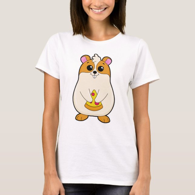 T-shirt Hamster à Manger de Pizza (Devant)