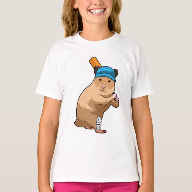 T-shirt Hamster au cricket avec chauve-souris de cricket (Devant)